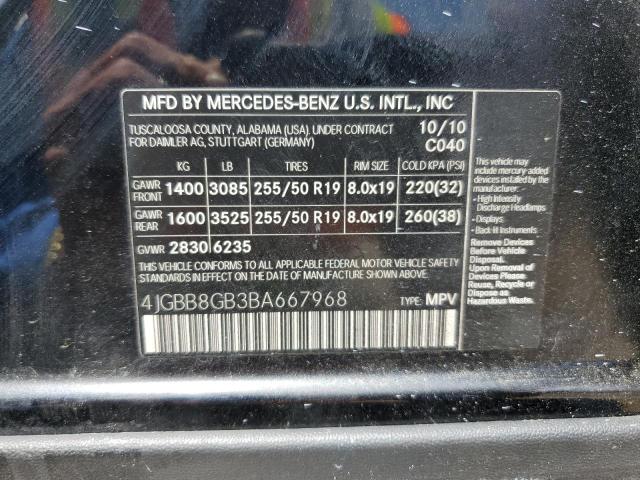 4JGBB8GB3BA667968 - 2011 MERCEDES-BENZ ML 350 4MATIC BLACK photo 13