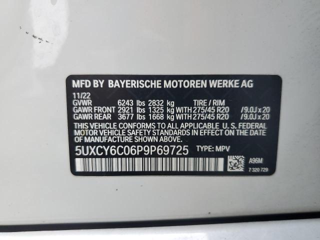5UXCY6C06P9P69725 - 2023 BMW X6 XDRIVE40I Սպիտակ լուսանկար 13