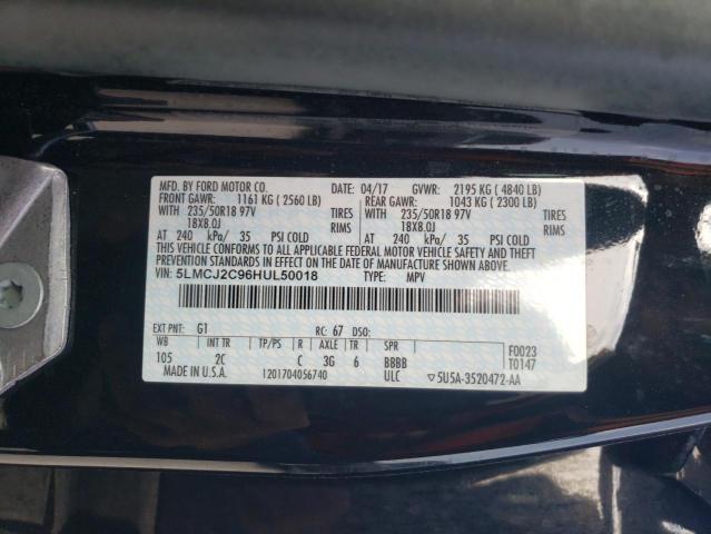 5LMCJ2C96HUL50018 - 2017 LINCOLN MKC SELECT Սև լուսանկար 13