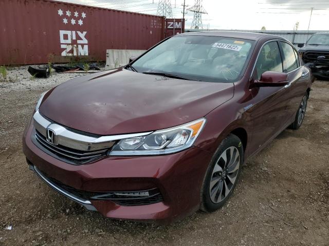 JHMCR6F32HC002039 - 2017 HONDA ACCORD HYBRID MAROON photo 2