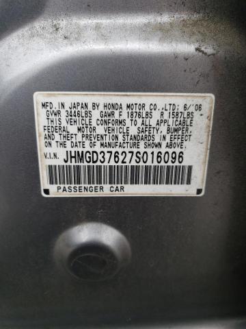 JHMGD37627S016096 - 2007 HONDA FIT S 银色 照片 12