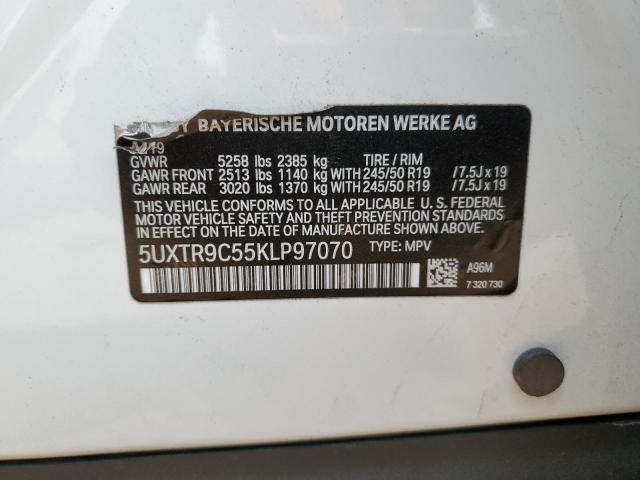 5UXTR9C55KLP97070 - 2019 BMW X3 XDRIVE30I WHITE photo 13