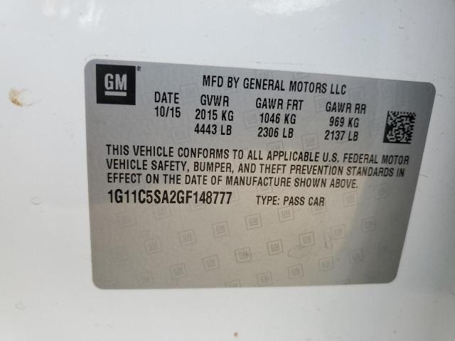 1G11C5SA2GF148777 - 2016 CHEVROLET MALIBU LIM LT 白色 照片 12