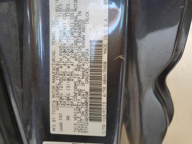 5TFUU4ENXBX005590 - 2011 TOYOTA TACOMA ACCESS CAB ნაცრისფერი ფოტო 12