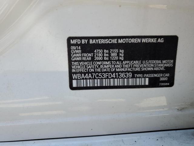 WBA4A7C53FD413639 - 2015 BMW 428 XI GRAN COUPE WHITE photo 12