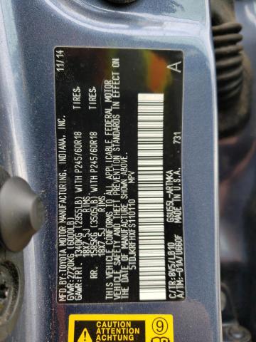 5TDJKRFHXFS110110 - 2015 TOYOTA HIGHLANDER XLE BLUE photo 13