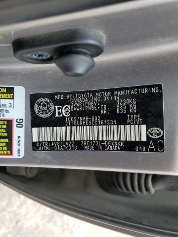 2T1BURHE5EC161331 - 2014 TOYOTA COROLLA L Сұр фото 12