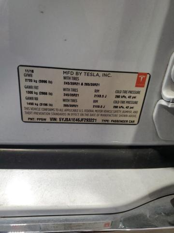 5YJSA1E46JF293221 - 2018 TESLA MODEL S Білий фото 13