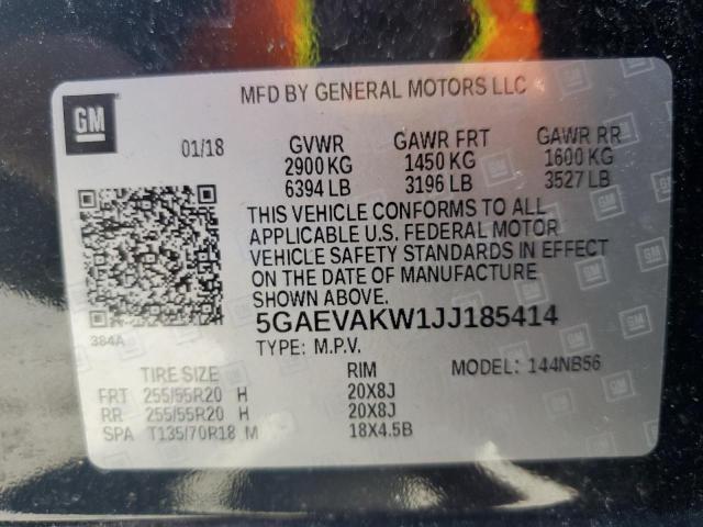 5GAEVAKW1JJ185414 - 2018 BUICK ENCLAVE ESSENCE შავი ფოტო 13