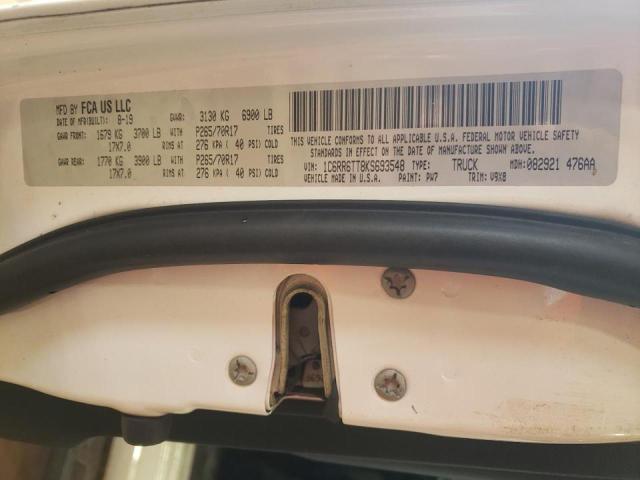 1C6RR6TT8KS693548 - 2019 RAM 1500 CLASS SLT თეთრი ფოტო 12