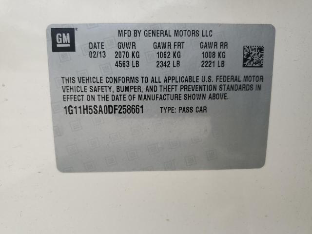 1G11H5SA0DF258661 - 2013 CHEVROLET MALIBU LTZ 白色 照片 12