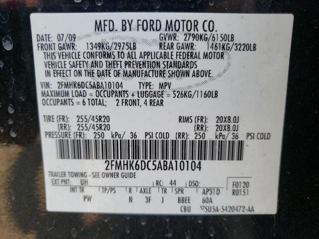 2FMHK6DC5ABA10104 - 2010 FORD FLEX LIMITED BLACK photo 13