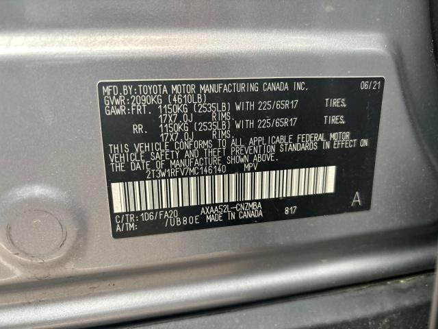 2T3W1RFV7MC146140 - 2021 TOYOTA RAV4 XLE SILVER photo 10