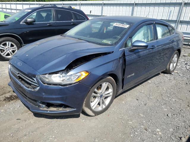 3FA6P0LU2JR147609 - 2018 FORD FUSION SE HYBRID BLUE photo 1