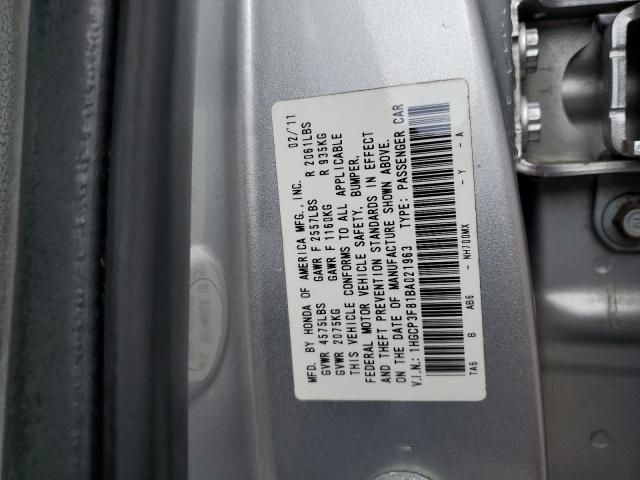 1HGCP3F81BA021963 - 2011 HONDA ACCORD EXL SILVER photo 13