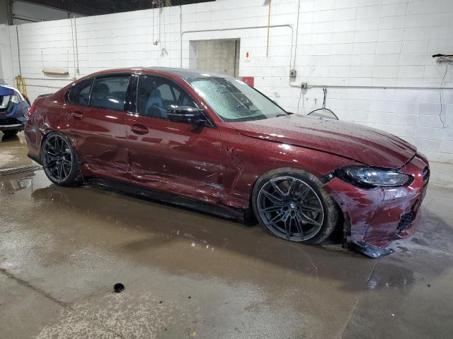 WBS43AY07RFR56940 - 2024 BMW M3 COMPETITION MAROON photo 4