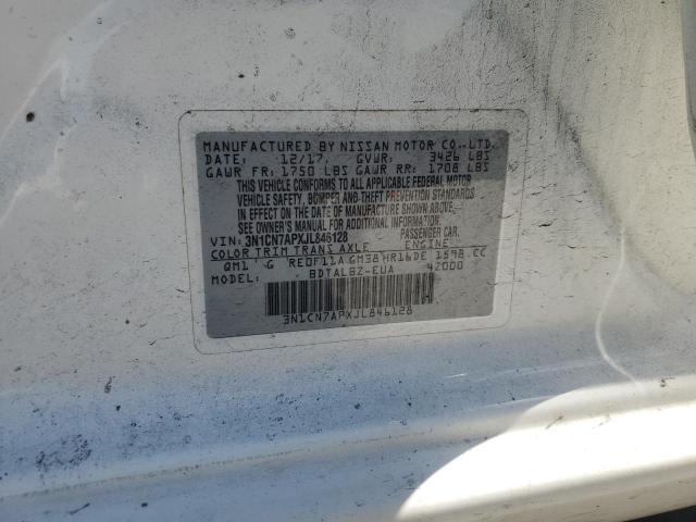 3N1CN7APXJL846128 - 2018 NISSAN VERSA S Weiß Foto 12