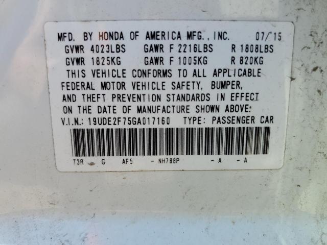 19UDE2F75GA017160 - 2016 ACURA ILX PREMIUM TECH თეთრი ფოტო 13