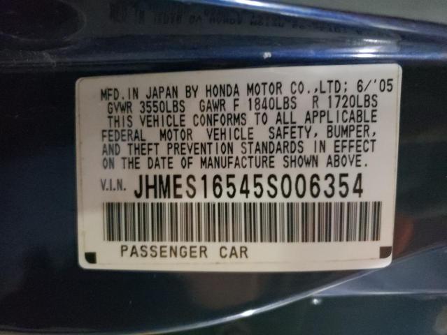 JHMES16545S006354 - 2005 HONDA CIVIC LX BLUE photo 12