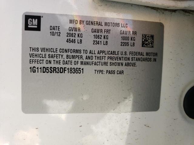 1G11D5SR3DF183651 - 2013 CHEVROLET MALIBU 1LT 白色 照片 12