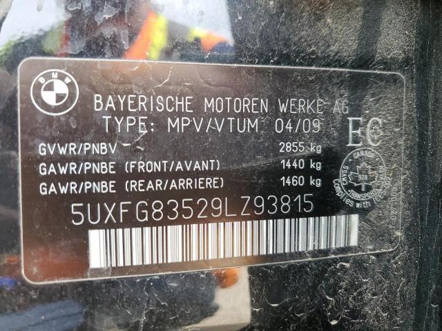 5UXFG83529LZ93815 - 2009 BMW X6 BLACK photo 14