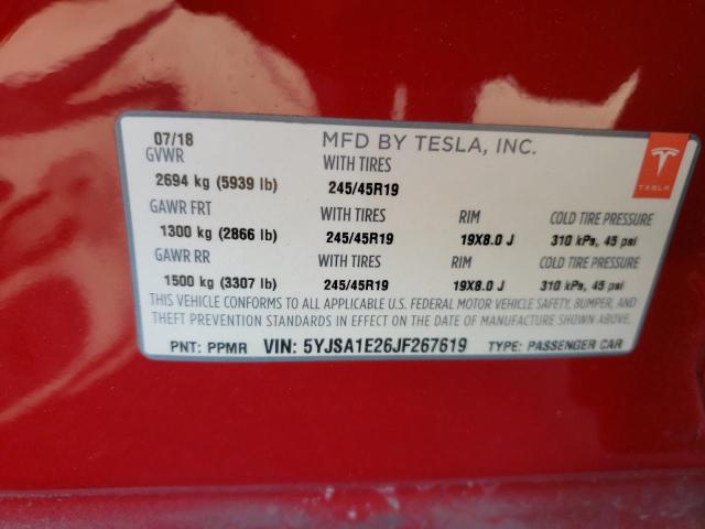 5YJSA1E26JF267619 - 2018 TESLA MODEL S RED photo 13