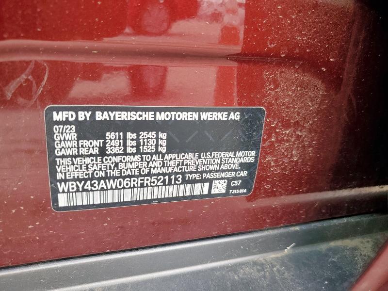 WBY43AW06RFR52113 - 2024 BMW I4 EDRIVE 35 MAROON photo 12