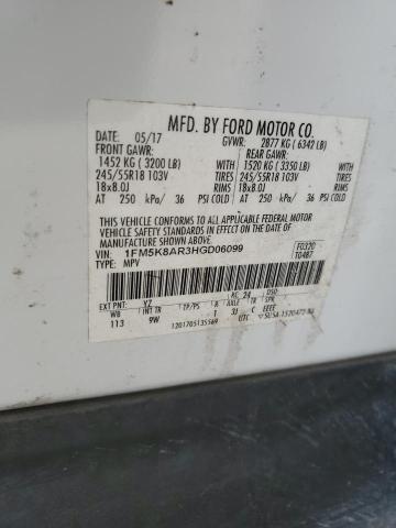 1FM5K8AR3HGD06099 - 2017 FORD EXPLORER POLICE INTERCEPTOR 白色 照片 14