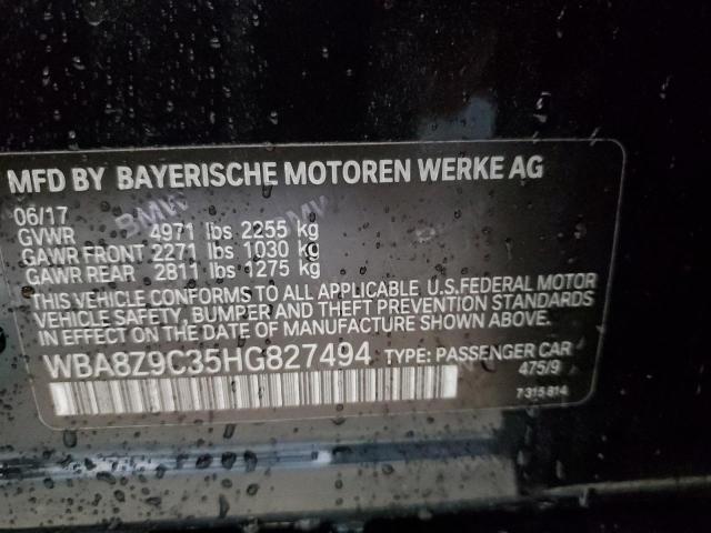 WBA8Z9C35HG827494 - 2017 BMW 330 XIGT BLACK photo 12