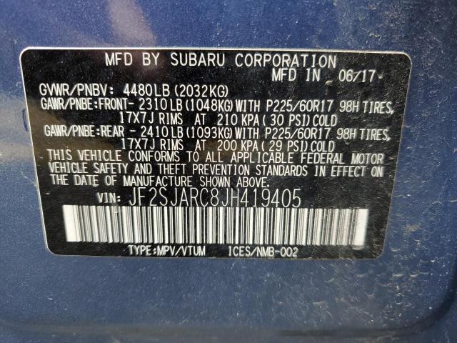 JF2SJARC8JH419405 - 2018 SUBARU FORESTER 2.5I LIMITED BLUE photo 12