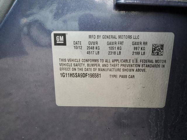 1G11H5SA9DF196581 - 2013 CHEVROLET MALIBU LTZ ლურჯი ფოტო 13