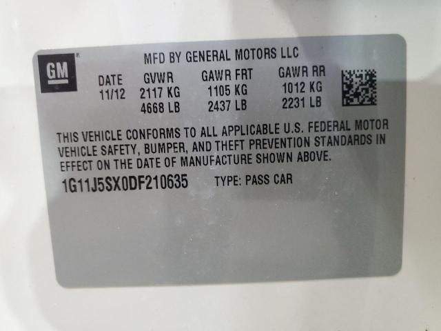 1G11J5SX0DF210635 - 2013 CHEVROLET MALIBU LTZ 白色 照片 12