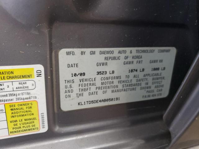 KL1TD5DE4AB050191 - 2010 CHEVROLET AVEO LS Boz foto 12