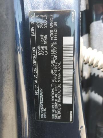 YV1622FSXC2128922 - 2012 VOLVO S60 T5 შავი ფოტო 12