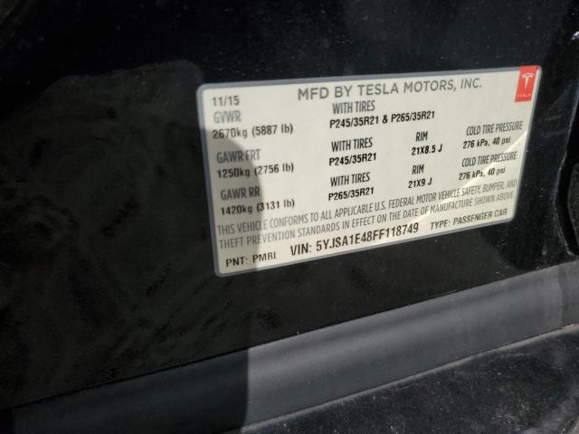 5YJSA1E48FF118749 - 2015 TESLA MODEL S BLACK photo 12