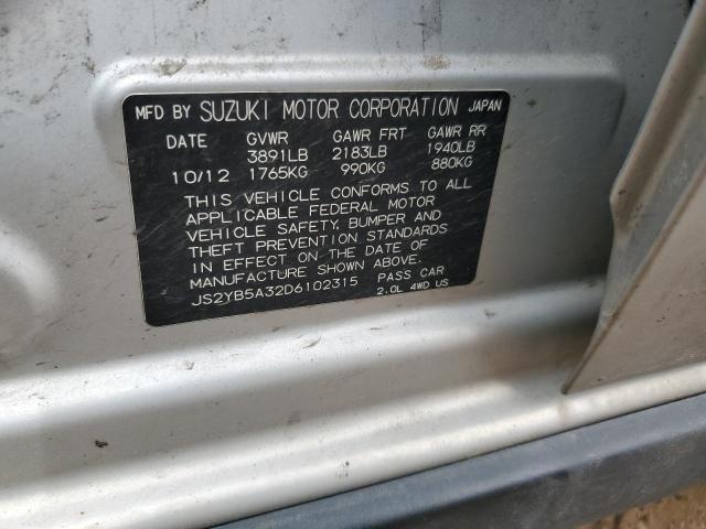 JS2YB5A32D6102315 - 2013 SUZUKI SX4 SILVER photo 12