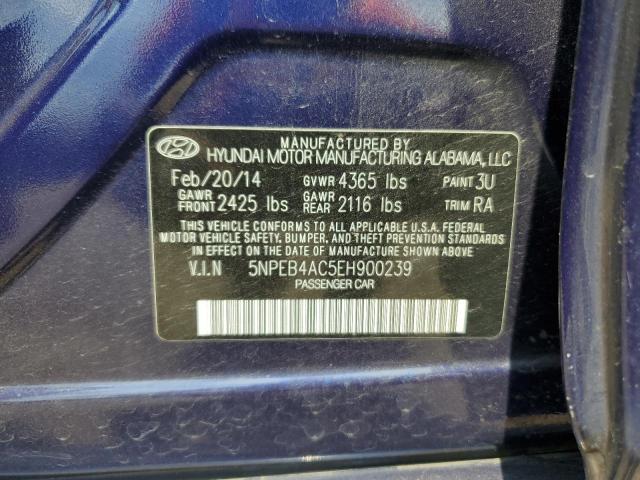 5NPEB4AC5EH900239 - 2014 HYUNDAI SONATA GLS BLUE photo 13