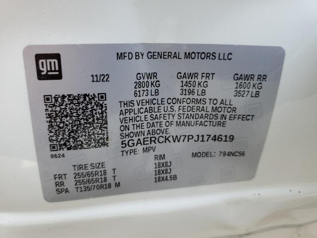 5GAERCKW7PJ174619 - 2023 BUICK ENCLAVE PREMIUM WHITE photo 12