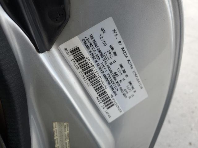 JM1NB353510208400 - 2001 MAZDA MX-5 MIATA BASE SILVER photo 12