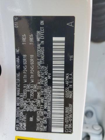 5TDJKRFH1GS254212 - 2016 TOYOTA HIGHLANDER XLE WHITE photo 14