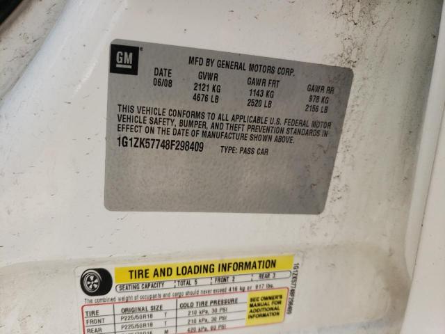 1G1ZK57748F298409 - 2008 CHEVROLET MALIBU LTZ თეთრი ფოტო 12