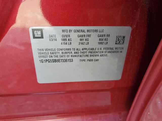 1G1PG5SB8E7336153 - 2014 CHEVROLET CRUZE LTZ RED photo 12