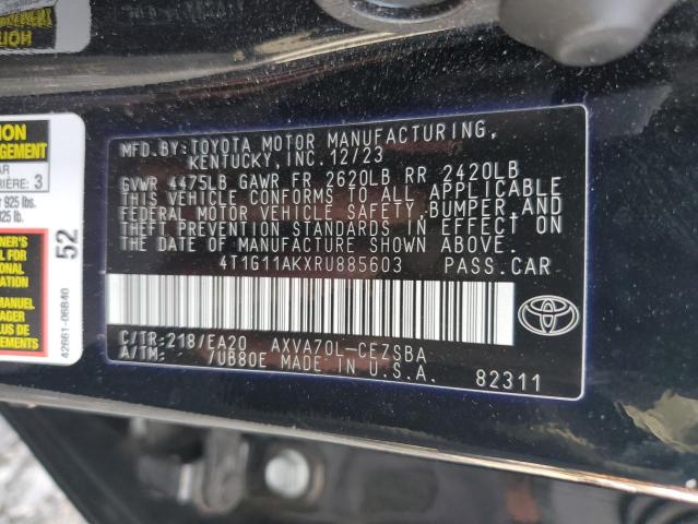 4T1G11AKXRU885603 - 2024 TOYOTA CAMRY SE NIGHT SHADE BLACK photo 12