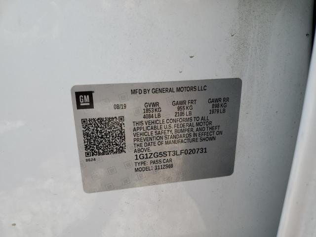 1G1ZG5ST3LF020731 - 2020 CHEVROLET MALIBU RS WHITE photo 12