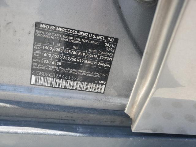 4JGBB8GB2AA613270 - 2010 MERCEDES-BENZ ML 350 4MATIC GRAY photo 13