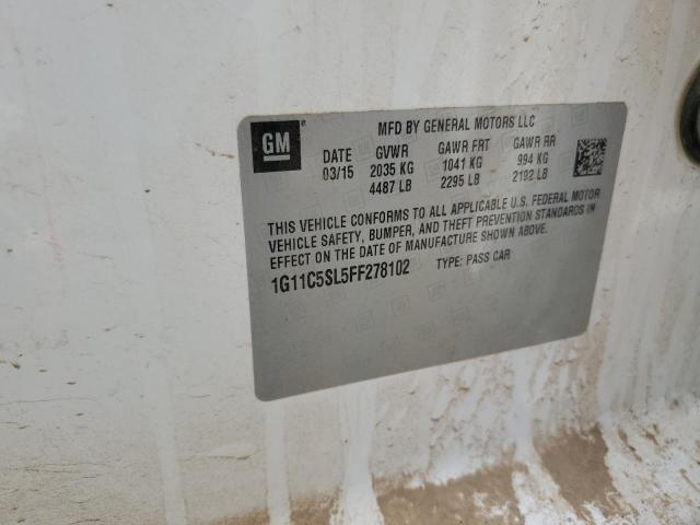 1G11C5SL5FF278102 - 2015 CHEVROLET MALIBU 1LT WHITE photo 12