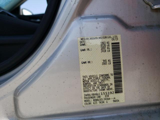 1N4BL4BV6LC155192 - 2020 NISSAN ALTIMA S SILVER photo 10