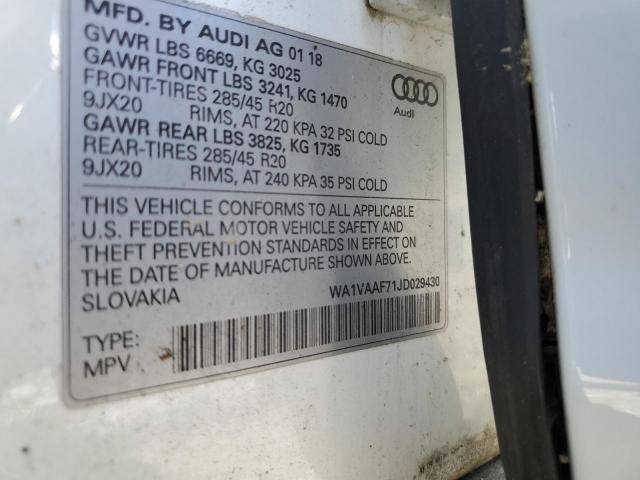 WA1VAAF71JD029430 - 2018 AUDI Q7 PRESTIGE WHITE photo 13