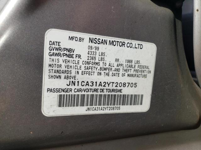 JN1CA31A2YT208705 - 2000 NISSAN MAXIMA GLE GRAY photo 12