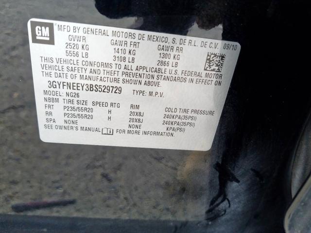 3GYFNEEY3BS529729 - 2011 CADILLAC SRX PERFORMANCE COLLECTION  фото 10